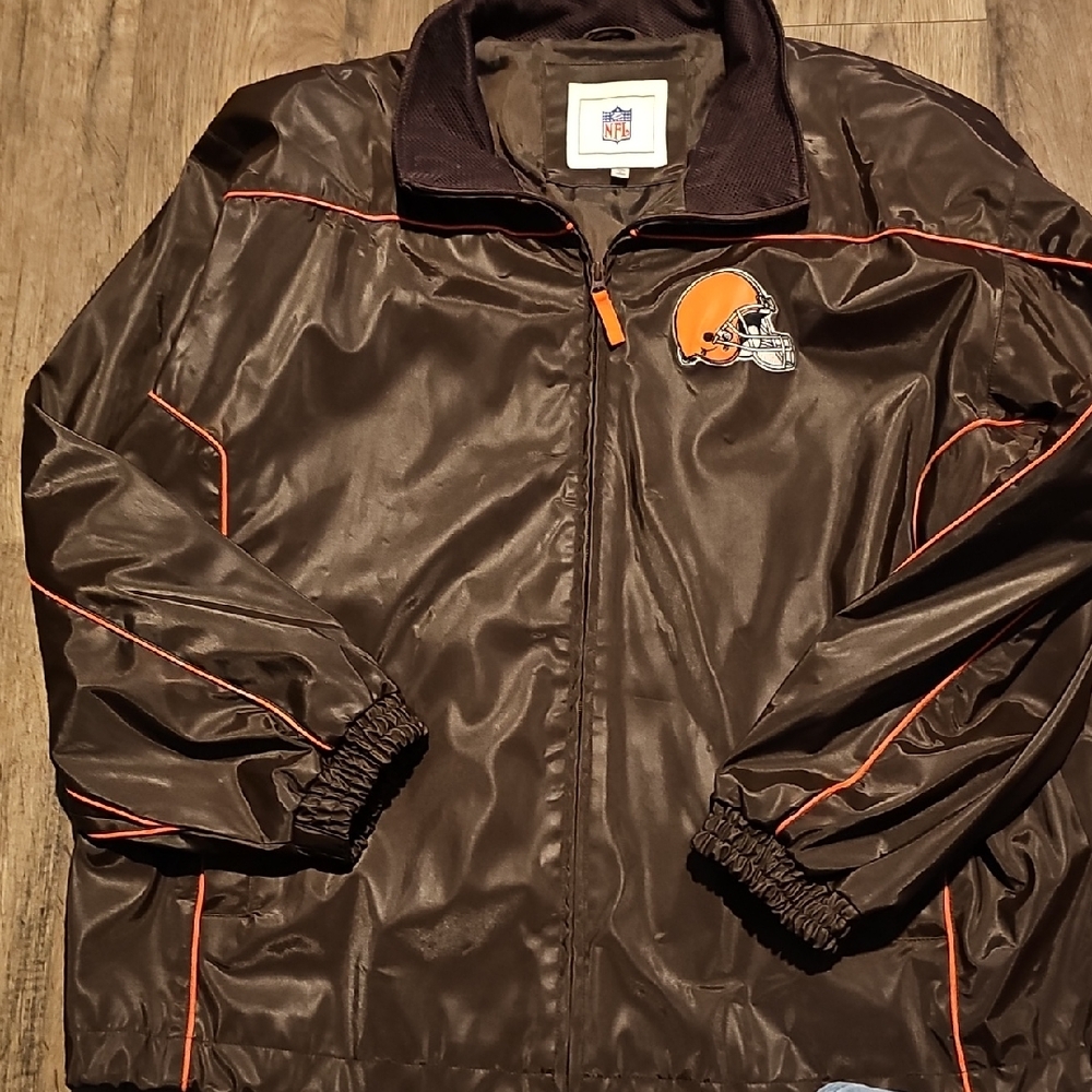 NFL Browns Cleveland Jacket Orange Highlights Xlarge Water Resistant Men Heavy